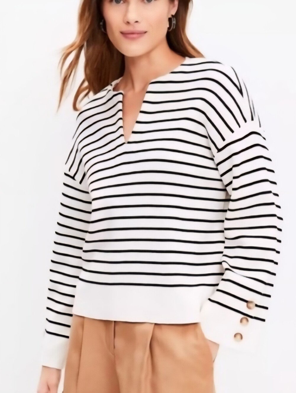 LOFT (Ann Taylor) Navy Stripe V-Neck Sweater